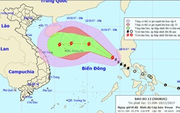 Dự báo bão số 13 sẽ vào miền Trung trong 4 ngày tới