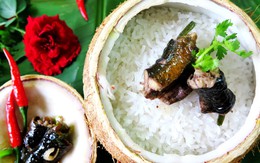 Thơm lừng cơm lịch nướng trái dừa