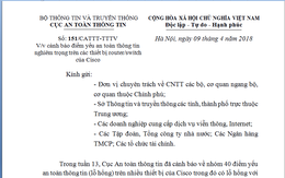 Cảnh báo điểm yếu bảo mật trên thiết bị của Cisco