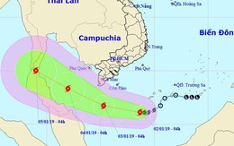Bão số 1 đang tiến gần bờ các tỉnh Nam Bộ