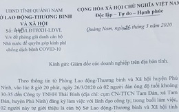 Giả danh cán bộ Sở Lao động kêu gọi hỗ trợ kinh phí phòng chống dịch COVID-19