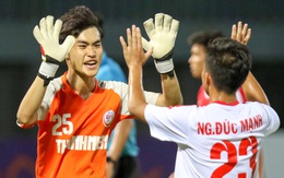 Cầu thủ U19 HAGL 1 ăn mừng sau khi thoát thua chủ nhà PVF