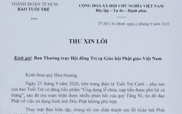 Ban biên tập báo Tuổi Trẻ xin lỗi Giáo hội, Tăng Ni, Phật tử