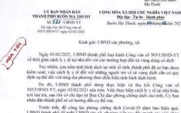 TP Buôn Ma Thuột thu hồi công văn cách ly 'gây hiểu nhầm'