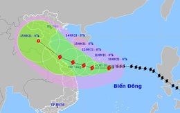 Bão số 5 còn tăng cấp, hướng vào vùng biển từ Quảng Trị đến Quảng Ngãi