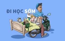 Học sinh đi học sớm bằng xe 'giường nằm'