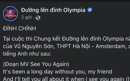 Đường lên đỉnh Olympia nhận sai sót ở câu tiếng Anh trong trận chung kết