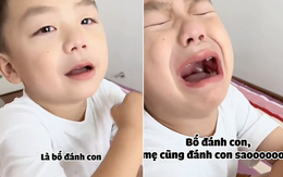 Bị bố đánh đòn, bé trai khóc thét khi mách mẹ