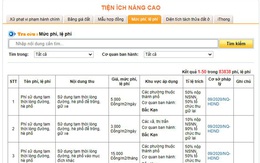 Tra cứu mức phí, lệ phí trong thủ tục hành chính