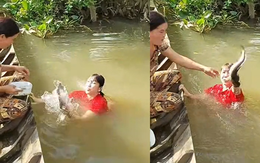 Cô gái tay không bắt cá chuyên nghiệp khiến ai xem cũng phải trầm trồ