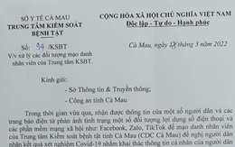 Mạo danh CDC Cà Mau để lấy thông tin cá nhân của người dân