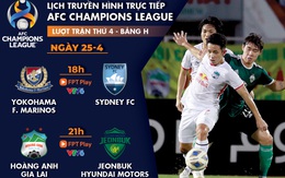 Lịch trực tiếp HAGL gặp Jeonbuk ở AFC Champions League