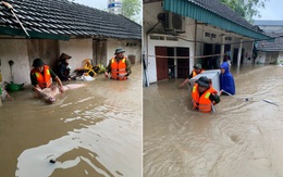 Công an dầm mình trong nước ngập, chuyển đồ đạc, gia súc của dân