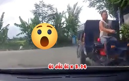 Tài xế ôtô hú hồn với pha vào cua như tên bắn của xe ba gác
