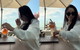 Cô gái phản xạ nhanh như chớp khi làm đổ ly nước