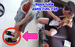 Chồng vội thu dọn hiện trường khi thấy vợ bước lên cân