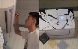 Chàng trai trang trí máy lạnh phong cách Vegeta