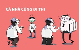 Hai cha con cùng đi thi làm mẹ lo mất ăn mất ngủ