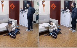 Bố giả vờ làm ngơ khi thấy con gái ngã xe đạp