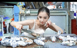 Angelababy nướng thịt ở lề đường, nhan sắc gây bão