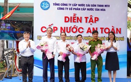 Cấp nước Tân Hòa diễn tập ứng phó sự cố bể ống