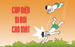 Cúp điện, hai bố con rủ nhau đi bơi cho mát