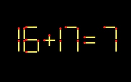Thử tài IQ: Di chuyển một que diêm để 16+17=7 thành phép tính đúng