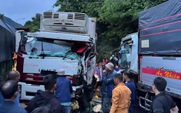 2 xe tải tông nhau trên đèo Bảo Lộc, giao thông ùn ứ cục bộ