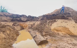 Nhiều khúc gỗ đường kính cả mét lộ ra sau sạt lở bờ sông ở Gia Lai