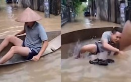 Thanh niên ngồi thuyền ngã nhào xuống nước chỉ vì... đôi dép