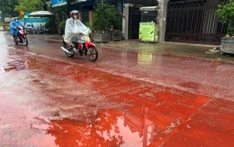 Chất lỏng nhuộm đỏ nhiều đoạn đường ở Thái Nguyên