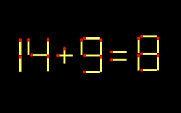 Thử tài IQ: Di chuyển một que diêm để 14+9=8 thành phép tính đúng