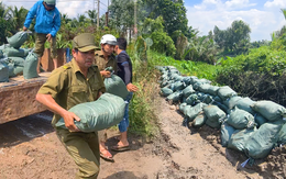 Gia cố bờ rạch ứng phó triều cường tại xã Đông Thạnh, TP.HCM