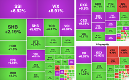 Chứng khoán như 'tàu lượn' với cú đảo chiều tăng vọt, loạt cổ phiếu 'tím trần'