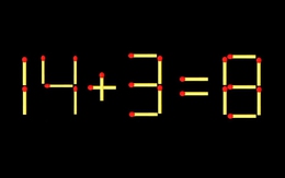 Thử tài IQ: Di chuyển một que diêm để 14+3=8 thành phép tính đúng