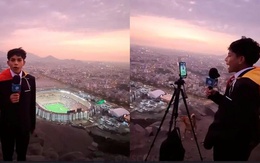 Cậu bé 15 tuổi gây sốt khi tường thuật trận chung kết Copa Libertadores từ trên núi