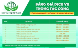 Công ty Hà Thành công khai giá thông tắc cống mới nhất