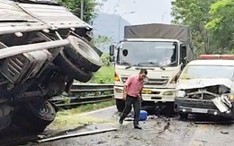 Tai nạn liên hoàn trên đèo Bảo Lộc, hóa chất chảy lênh láng mặt đường