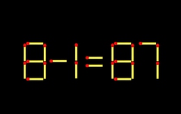 Thử tài IQ: Di chuyển một que diêm để 8-1=87 thành phép tính đúng