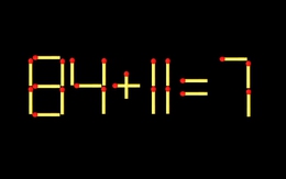 Thử tài IQ: Di chuyển một que diêm để 84+11=7 thành phép tính đúng
