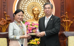 Phó bí thư Nguyễn Phước Lộc tiếp Phó chủ tịch Trung ương Mặt trận Lào xây dựng đất nước