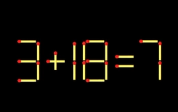 Thử tài IQ: Di chuyển một que diêm để 3+18=7 thành phép tính đúng