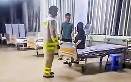 Cảnh sát giao thông hỗ trợ đưa sản phụ tới bệnh viện kịp thời trong đêm bão