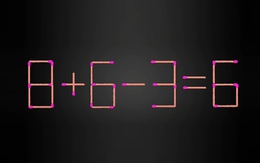 Thử tài IQ: Di chuyển một que diêm để 8+6-3=6 thành phép tính đúng