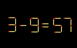 Thử tài IQ: Di chuyển một que diêm để 3-9=57 thành phép tính đúng