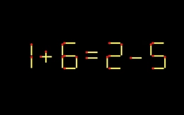 Thử tài IQ: Di chuyển một que diêm để 1+6=2-5 thành phép tính đúng