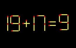 Thử tài IQ: Di chuyển một que diêm để 19+17=9 thành phép tính đúng