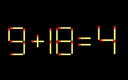 Thử tài IQ: Di chuyển một que diêm để 9+18=4 thành phép tính đúng
