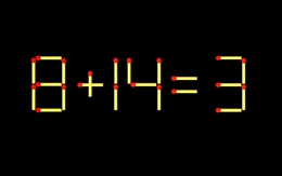 Thử tài IQ: Di chuyển một que diêm để 8+14=3 thành phép tính đúng