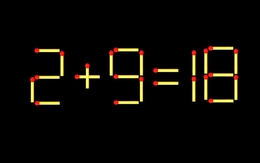 Thử tài IQ: Di chuyển một que diêm để 2+9=18 thành phép tính đúng